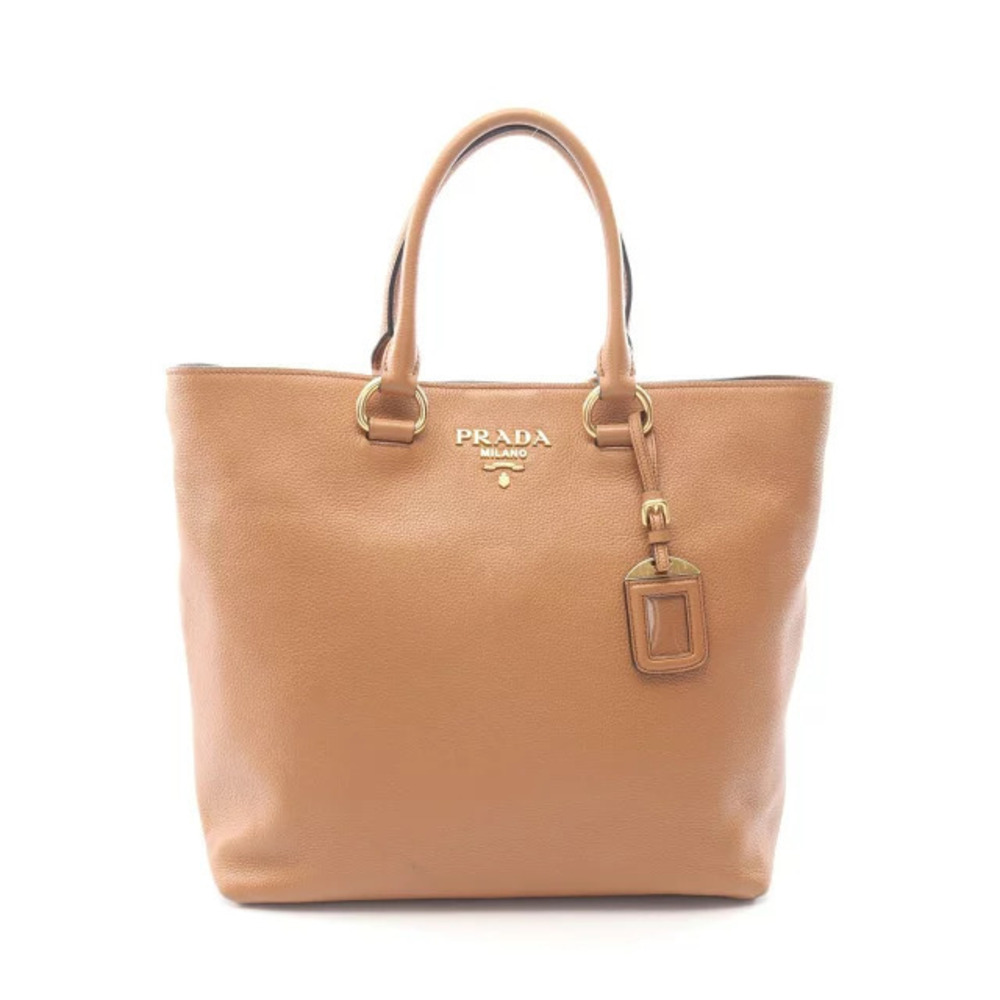Prada Vitello Phenix Leather Tote Bag Brown
